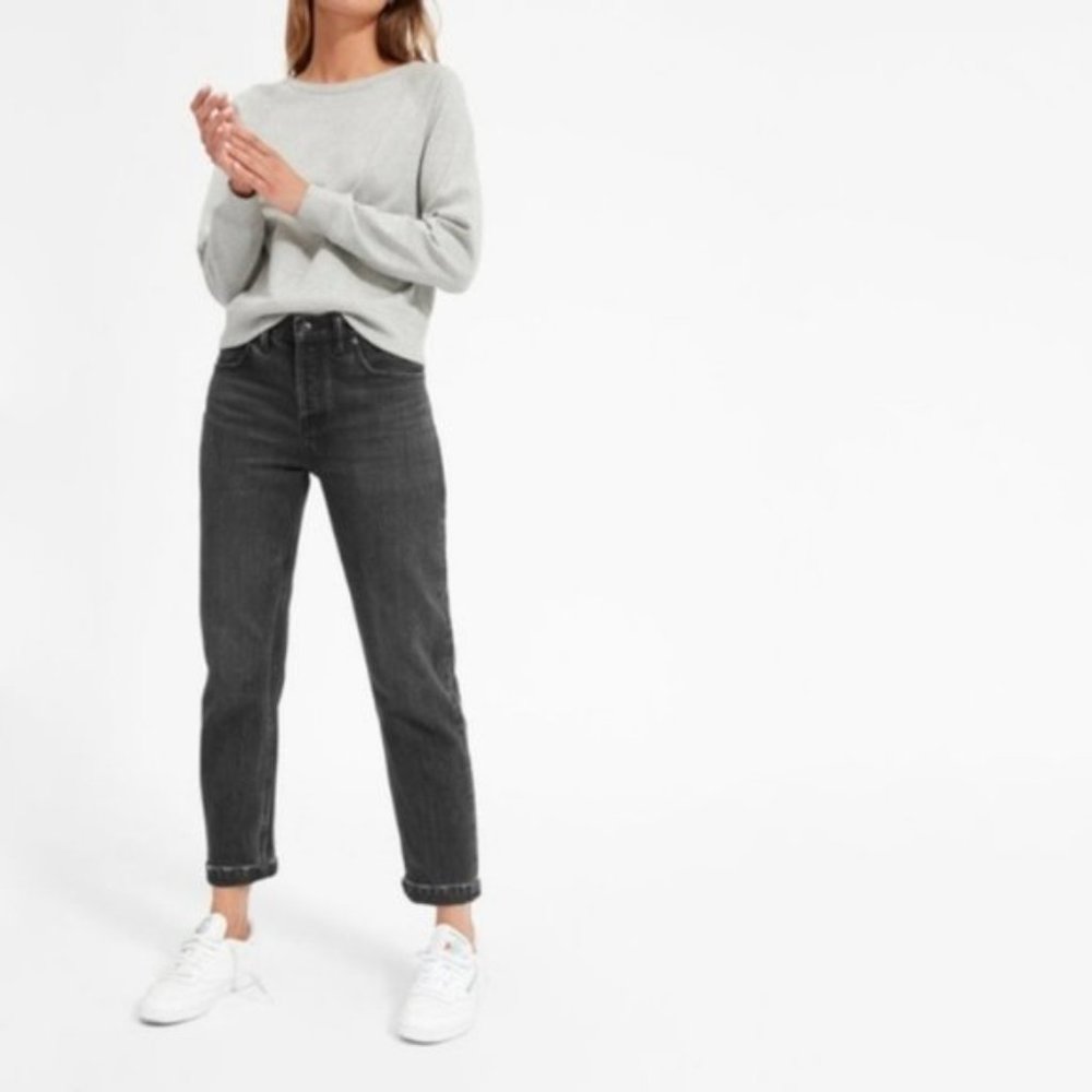 Everlane Vintage 80's Style Dark Grey Wash Tapper Cotton Stretch Jean 32 Regular